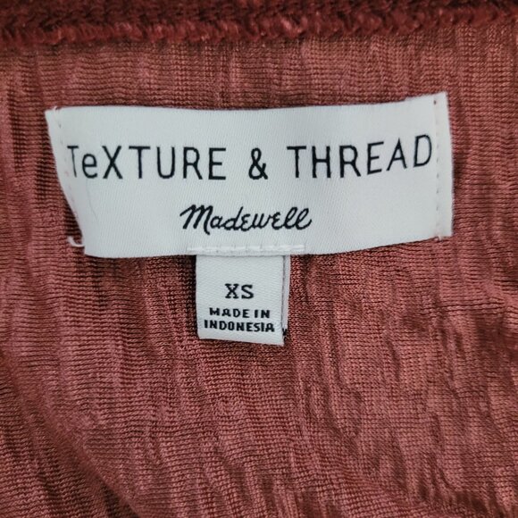 Madewell Texture & Thread Crinkle Velvet Flutter Sleeve Blouse Top XS Burgundy - Picture 4 of 5